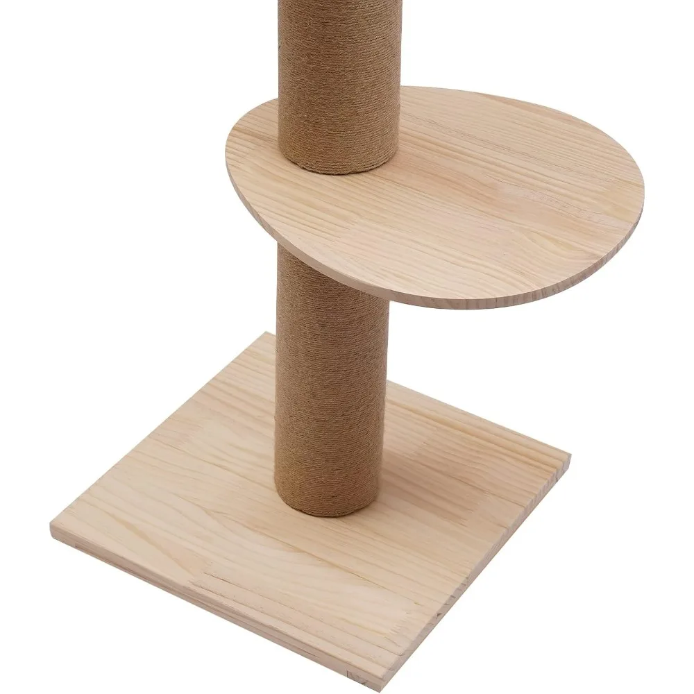 100.4-104.3 polegadas árvore de gato do chão ao teto corda de sisal natural coçar poste de escalada árvore de gato ajustável multi-nível