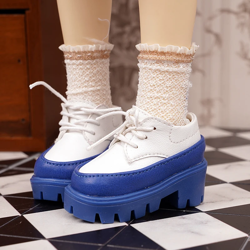 

1/4 Bjd Doll Shoes Handmade 5.6cm * 2.4cm Fashion Color Blocking Lace Up Platform Shoes For Doll Accessories Toy Casual Shoes