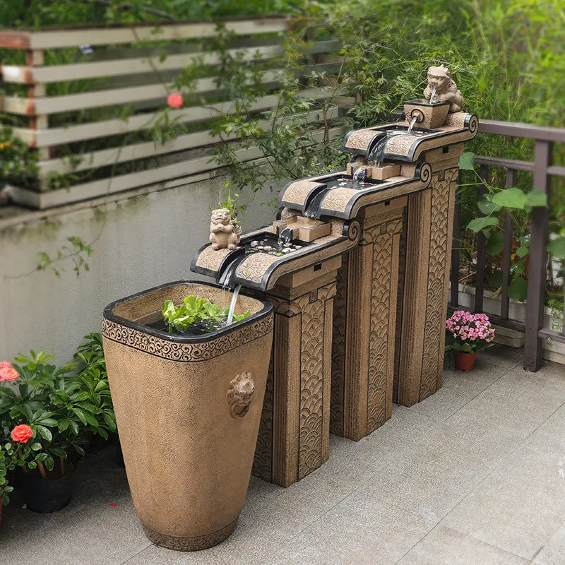 

Outdoor water ornament outdoor balcony floor-to-ceiling large courtyard decoration landscaping
