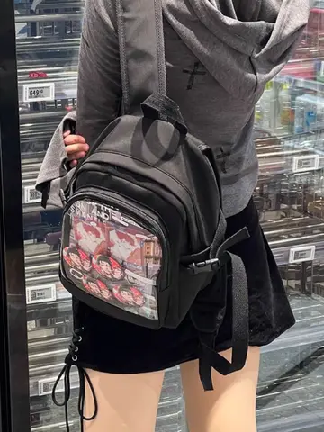 Y2K Cute Mini Backpack Women Kawaii Ita Bag Sweet Girl Transparent Rucksack DIY Personality Display Knapsack Lolita Shoulder Bag