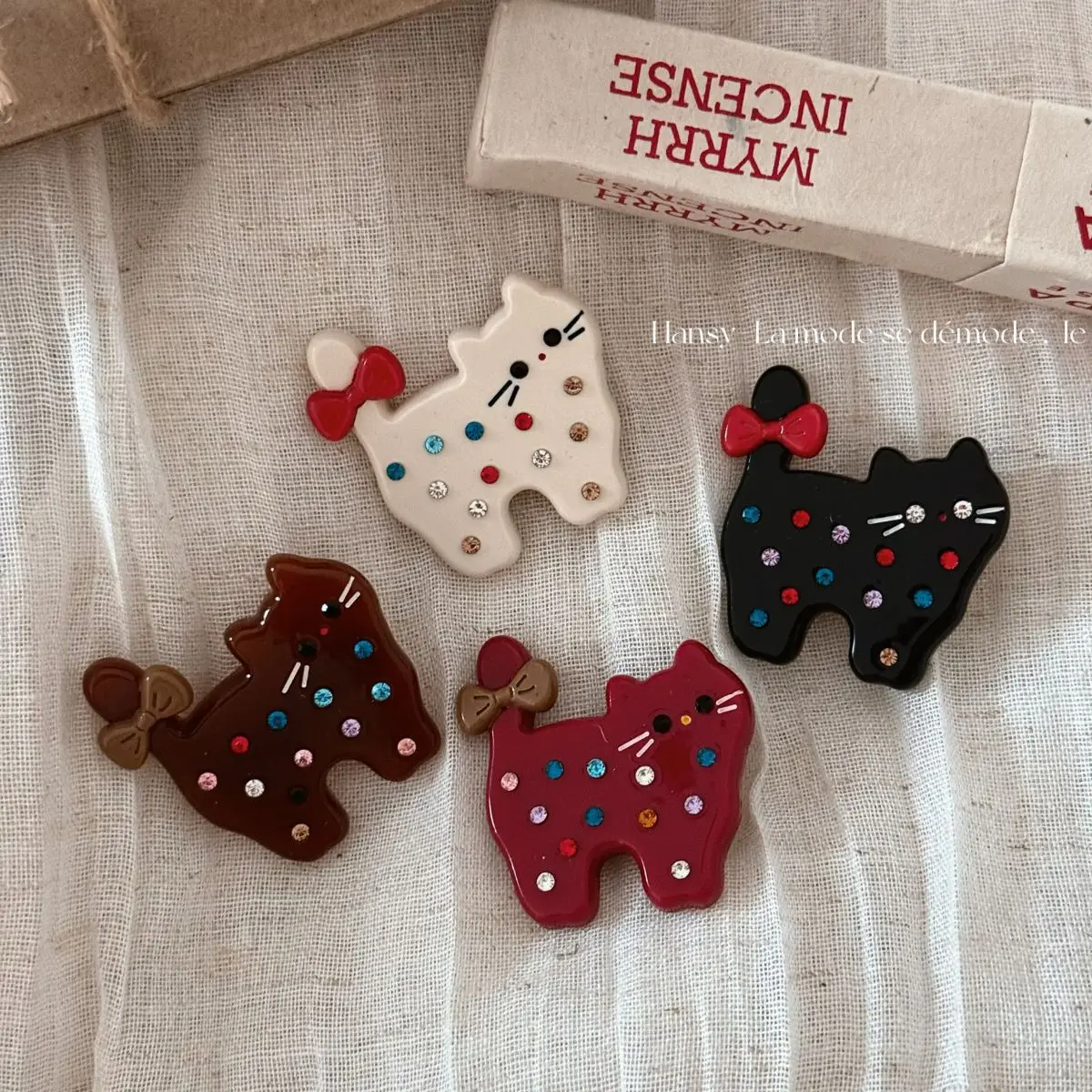 Hair Clip Acetate Colorful Rhinestone Cat Cartoon Gentle No Pull Side Bangs Clip Comfortable Lightweight for Daily Home Travel