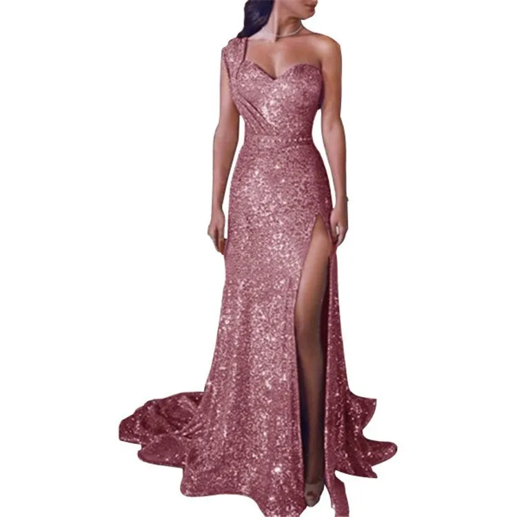 Women's Spring Summer Elegant V Neck Sleeveless Solid Color Chiffon Maxi Dress with High Slit for Wedding Guest Party Prom