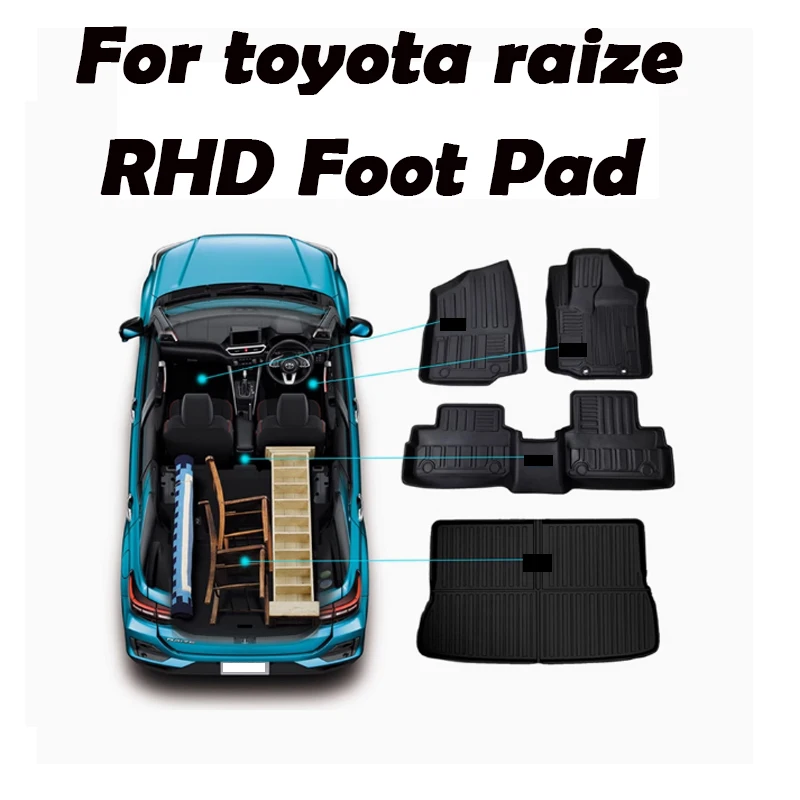 

For Toyota Raize RHD TPE Foot Pad Trunk Mat Wear Resistant Waterproof Car Accessories