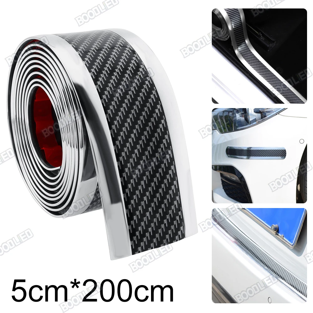 

2M Double Colors Carbon Fiber Protector Car Stickers Door Edge Guard Film Rubber Moulding Trim Strip DIY For Styling Accesso