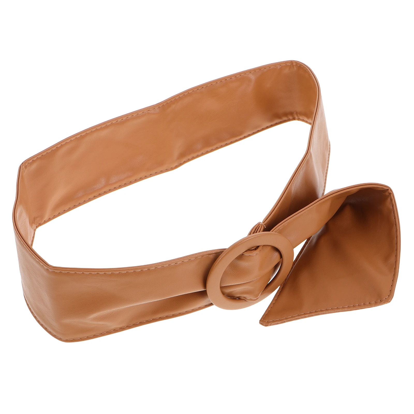 

1pcs Women's Fashion Adjustable Slim Waist Belt PU Solid Color Belt for Coat Pant Jean Brown Women Belts