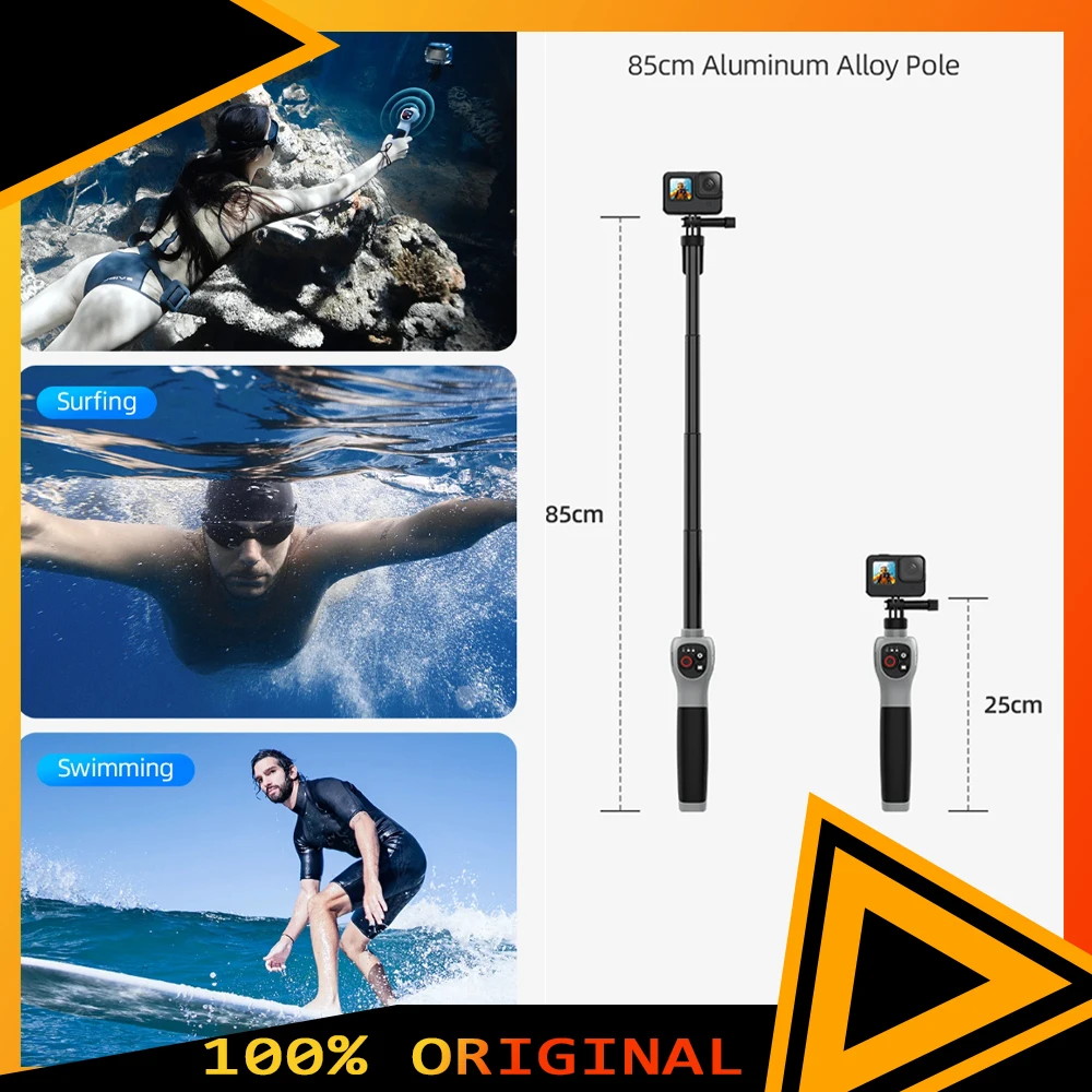

TELESIN подводная палка для селфи, водонепроницаемая выдвижная палка для селфи для дайвинга, беспроводной пульт дистанционного управления для Gopro Hero 8, 9, 10, 11, 12, 13