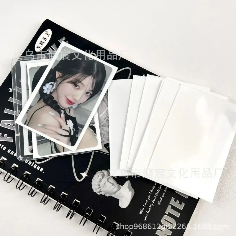 Korean Ins Style Simple Pure White Card Packing Supplies Decor Paper Bag & Star Opp Bag Kpop Idol 3-inch Photocard Package DIY
