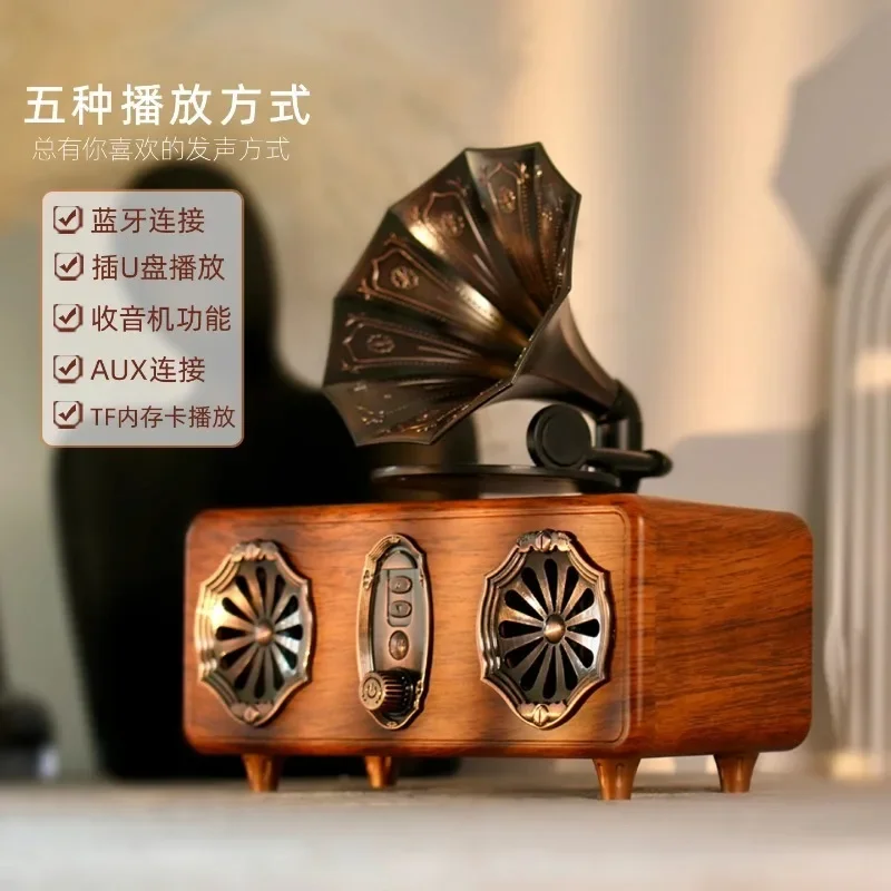 Retro wireless bluetooth speaker high value radio small card U disk heavy subwoofer home mini