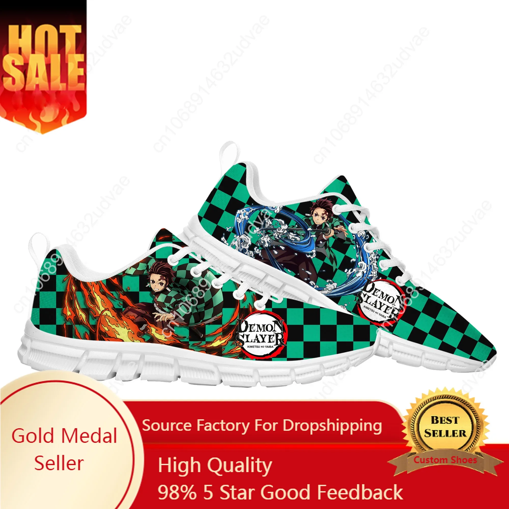 

Japan Anime Cartoon High Quality Fashion Sports Shoes Tanjirou Nezuko Men Women Teenager Kid Children Sneakers Custom Made Shoes