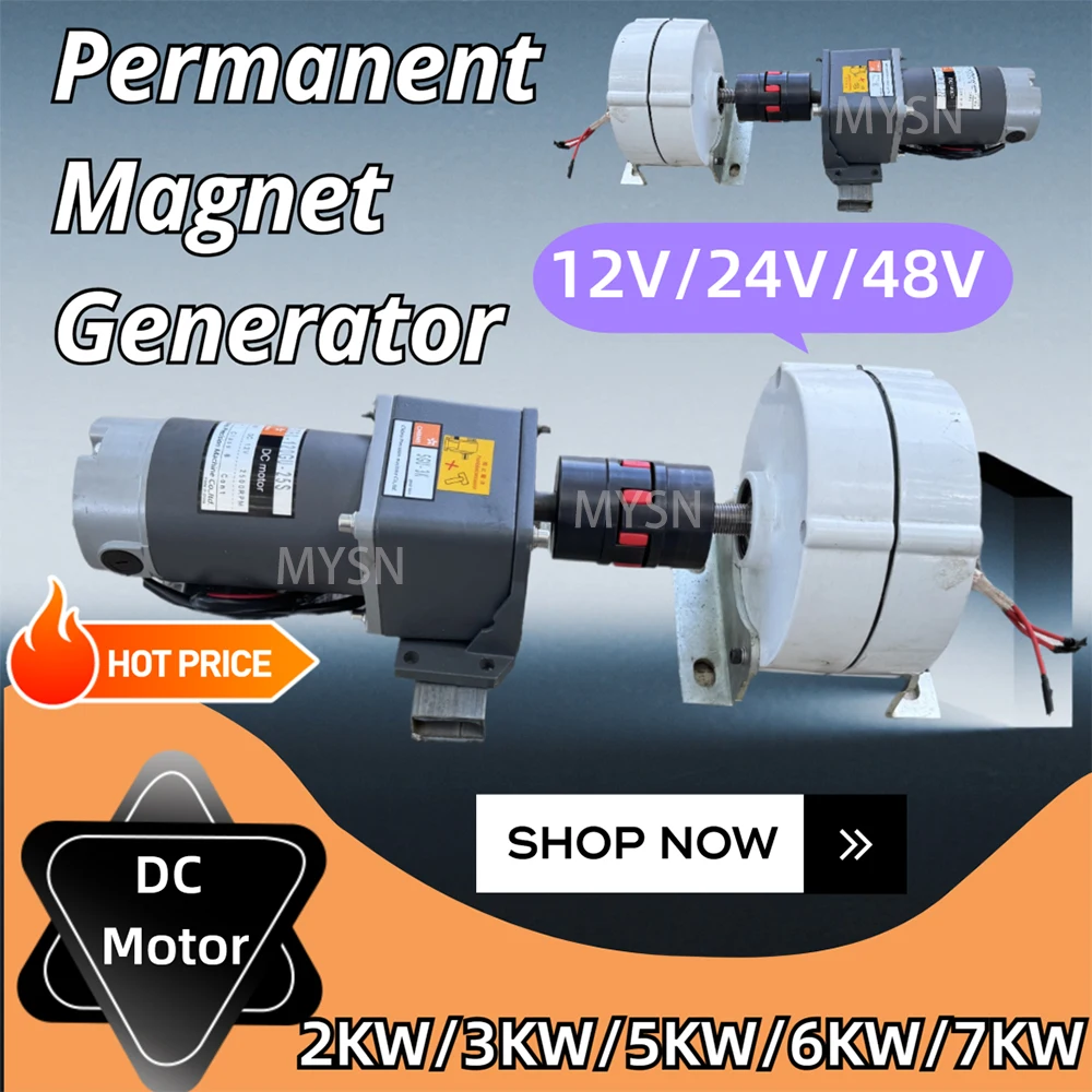 

6000W Free Energy Generator 5KW 3KW 24V 48V Permanent Magnet Generator Low Noise Alternator Set For Home Outdoor With DC Motor