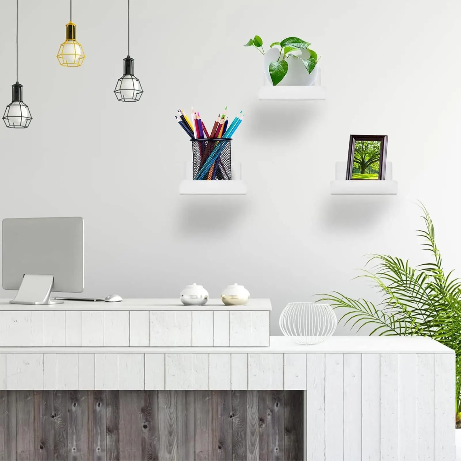 Acrylic Floating Shelves 3 Pieces Photo Frame Organizer Wall Mounted Book Shelf For Renters Designers Students Office Shop Hotel