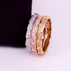 2025 Year Of Snake Silver Gold Color Snake Shape Ring Inlay Bling Zircon Stainless Steel Rings for Women Wedding Jewelry Gifts