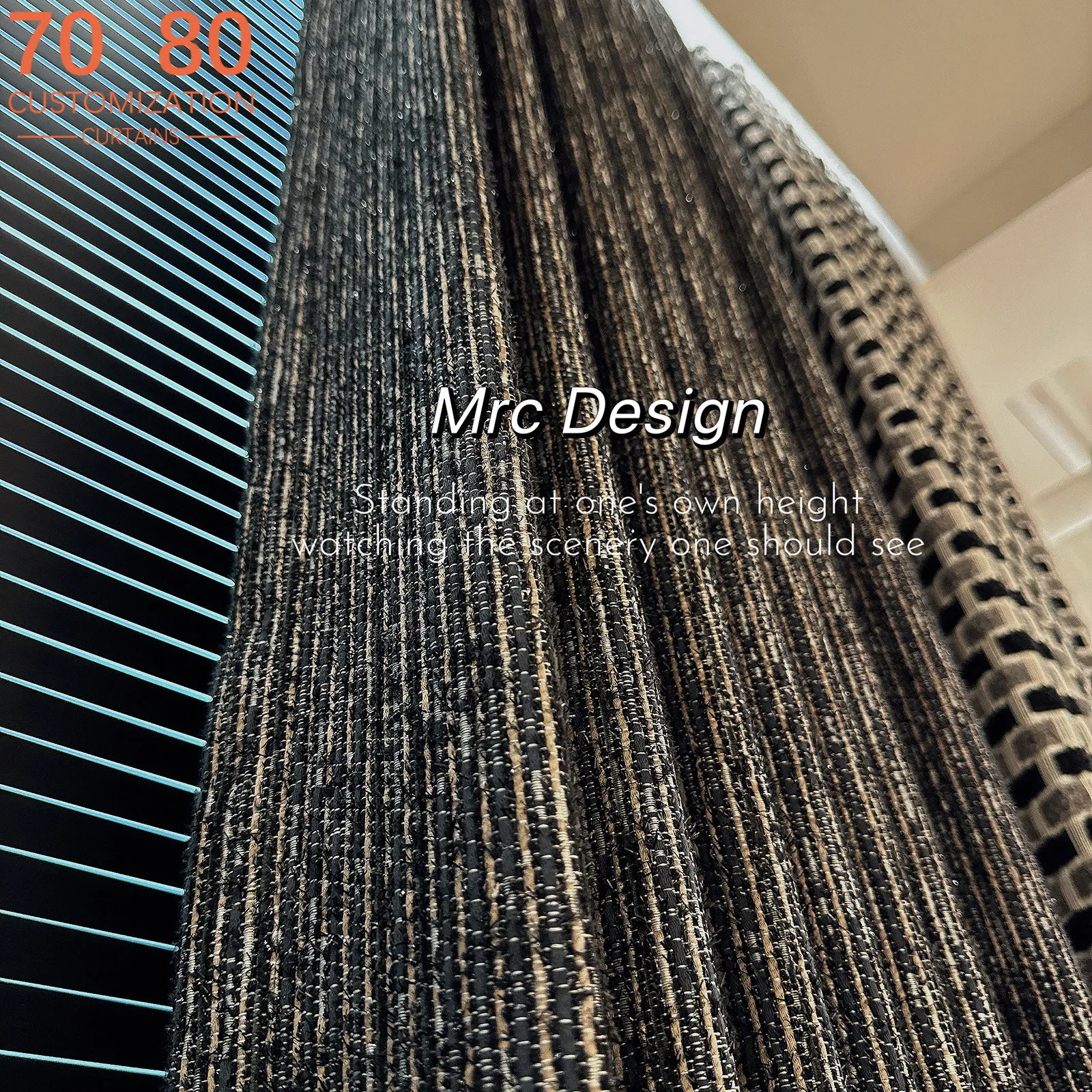Black Gold Vertical Jacquard Thickened Light Blocking and Soundproofing Curtains for Living Room Bedroom and Villa Customized
