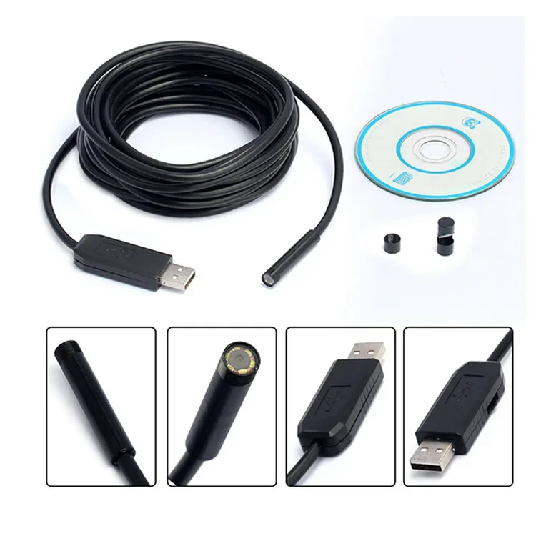 5.5mm Computer USB Endoscope, 7m Electronic Detection, High-definition Video, Waterproof Endoscope