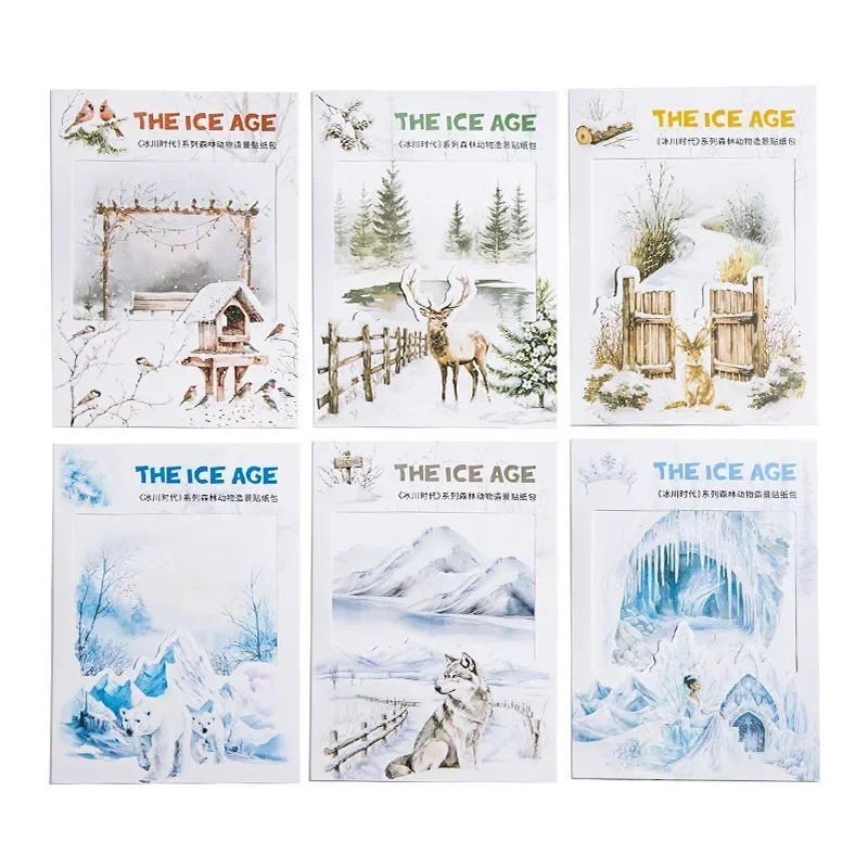 25Sheets Animal Scenic Sticker Ice Age Collection package Winter Forest Stationery Supplies Package Scrapbook cut 160*106mm