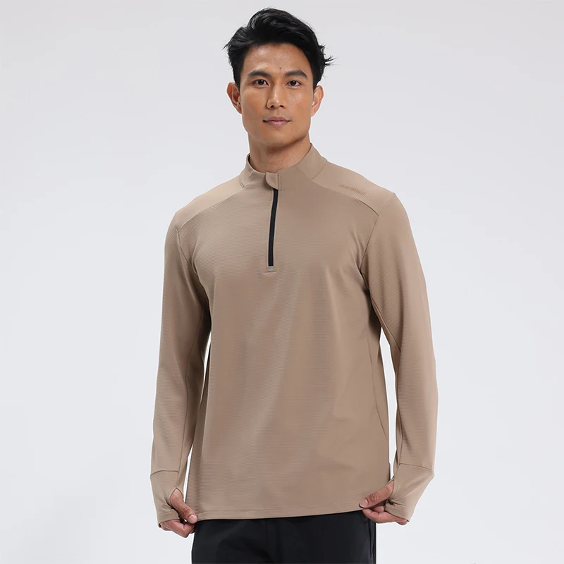 

Stand-collar Fitness Men's Long-sleeved Half-zipper Sports T-shirt Casual Slim Running Elastic Quick-drying Clothes Empty Board