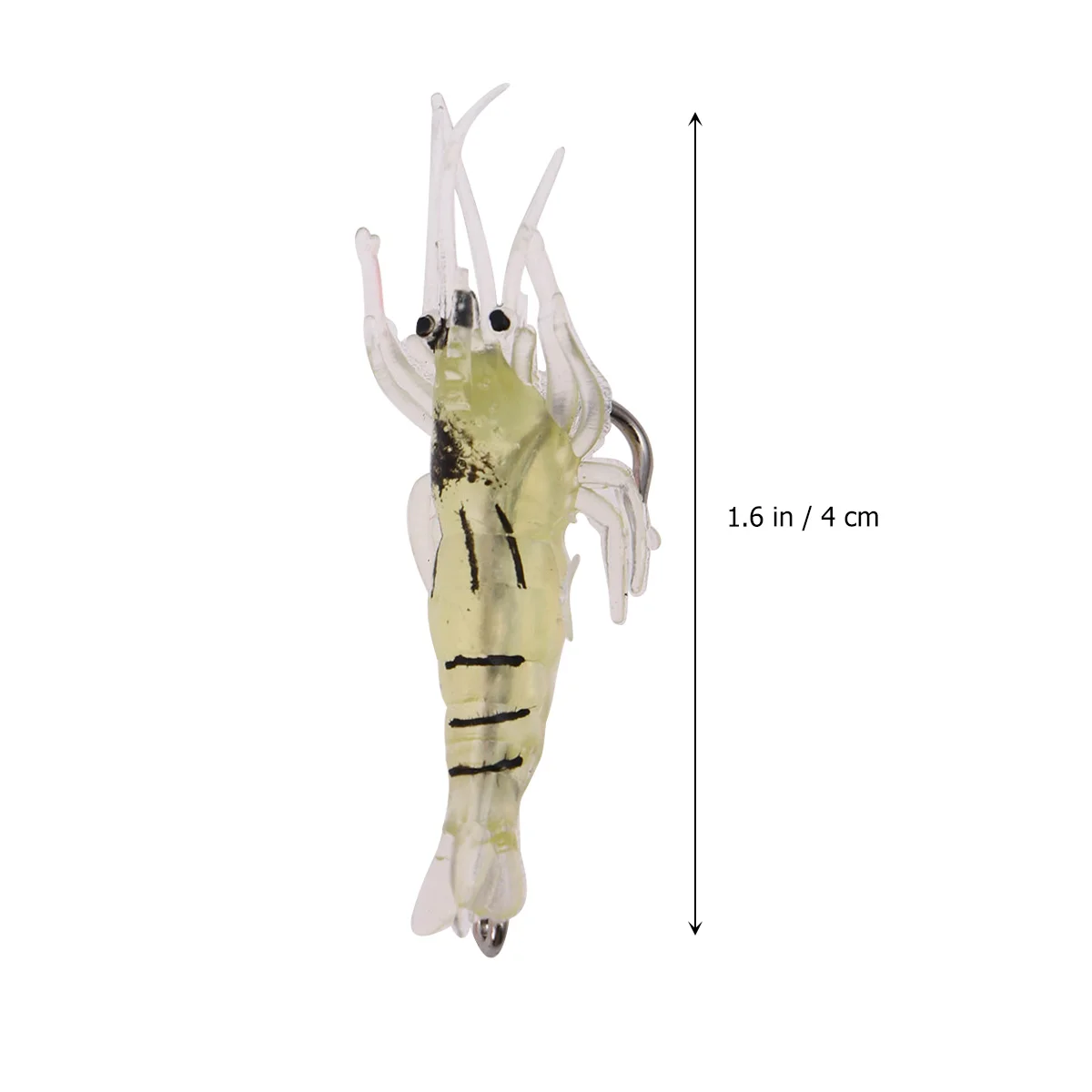 10pcs 4cm Bait Shrimp Simulation Grass Shrimp Plastic Fish Smell Luring Effect Good Fishing Gear(Transparent Yellow Belt Hook)