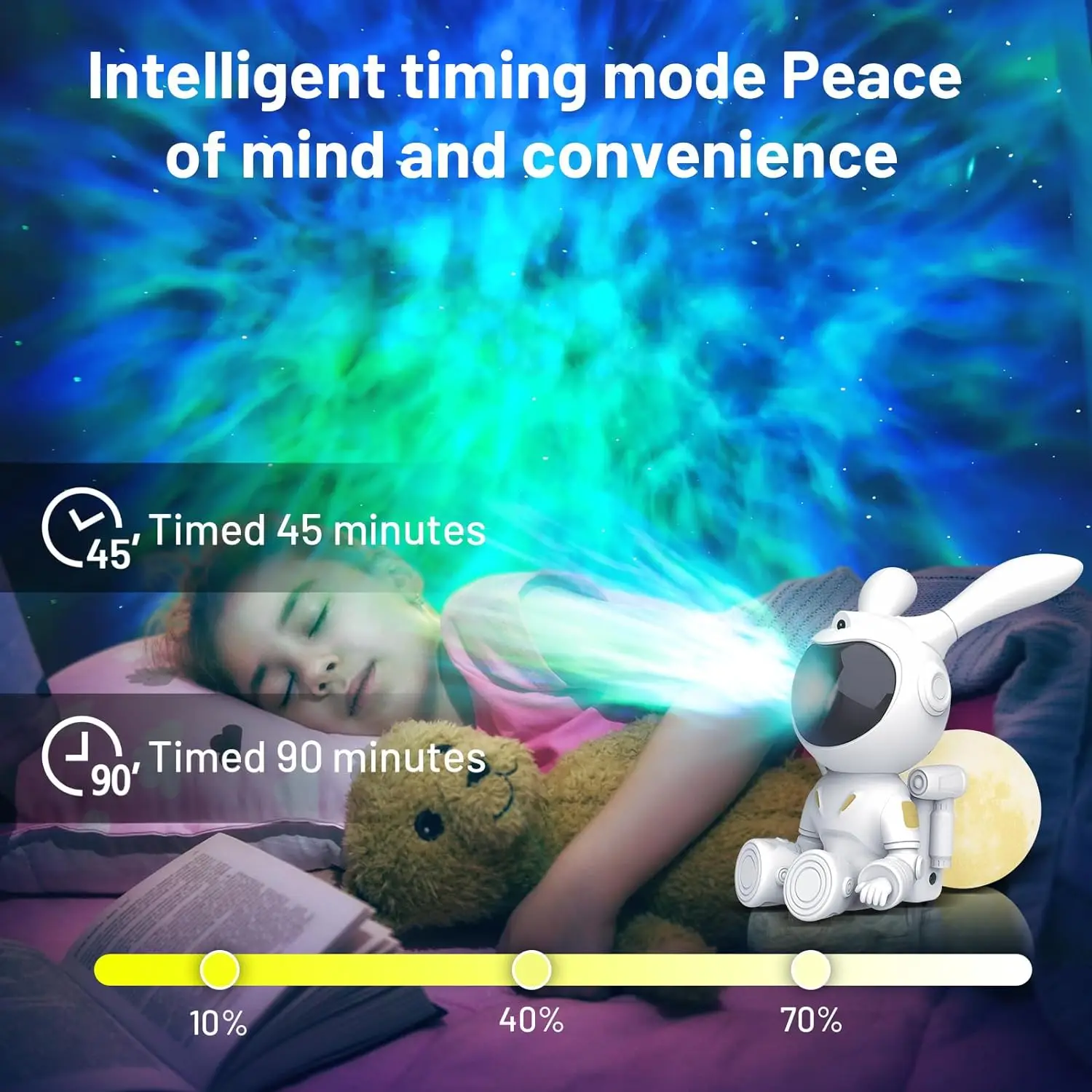 2024 new moon rabbit starlight projection lamp 5V-USB plug-in with remote control bedroom nightlight star laser atmosphere lamp