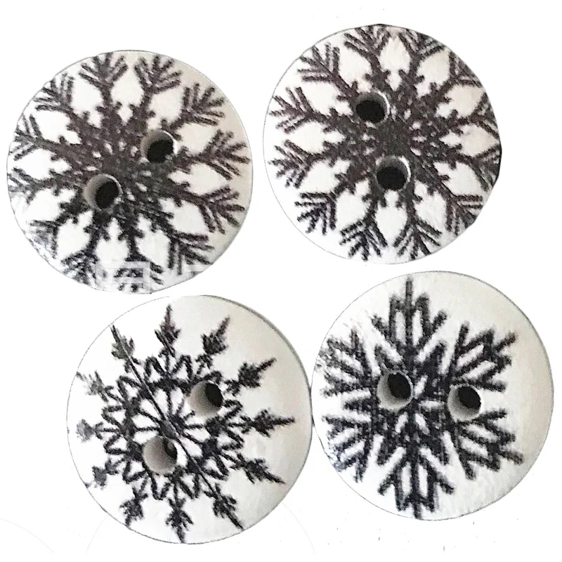 500PC Snowflake Round Wood Buttons Sewing Scrapbooking Gift Handwork Home Clothing Decor 15mm Crafts Accessories Sewing Buttons