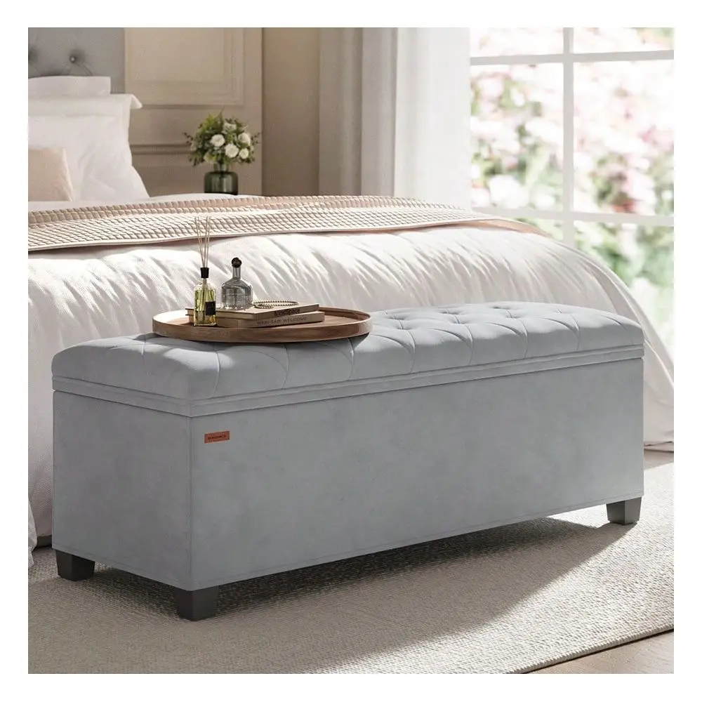 

Stylish And Functional Storage Ottoman Bench With Legs, Perfect Foot Rest For Living Room, Bedroom, Or Entryway, Measuring 15.7