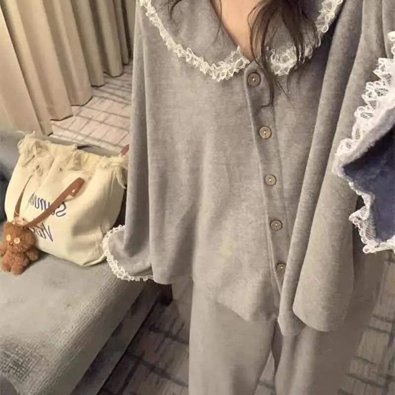 

Женская одежда, пижамный комплект, весенне-осенняя домашняя одежда, брюки с длинными рукавами, минималистичный, милый, модный, удобный