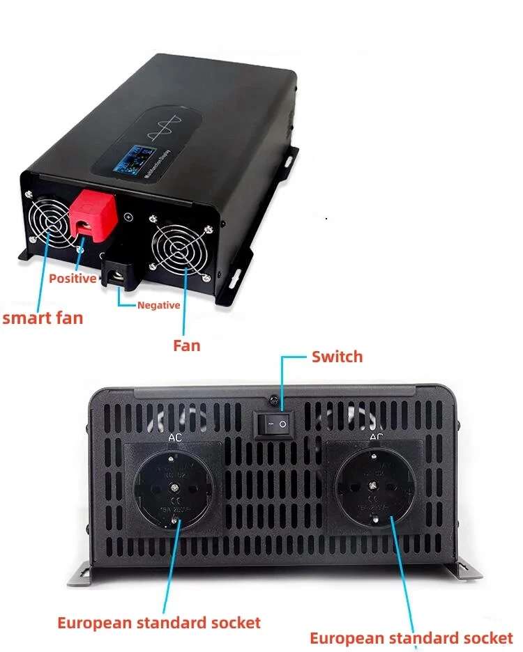 Imagem -04 - Inversor de Onda Senoidal Pura 12v 220v 5000w 6000w Poder 12v 24v 48v 60v 72v Conversor Inversores de Carro Solares Fora da Grade Fixada na Parede