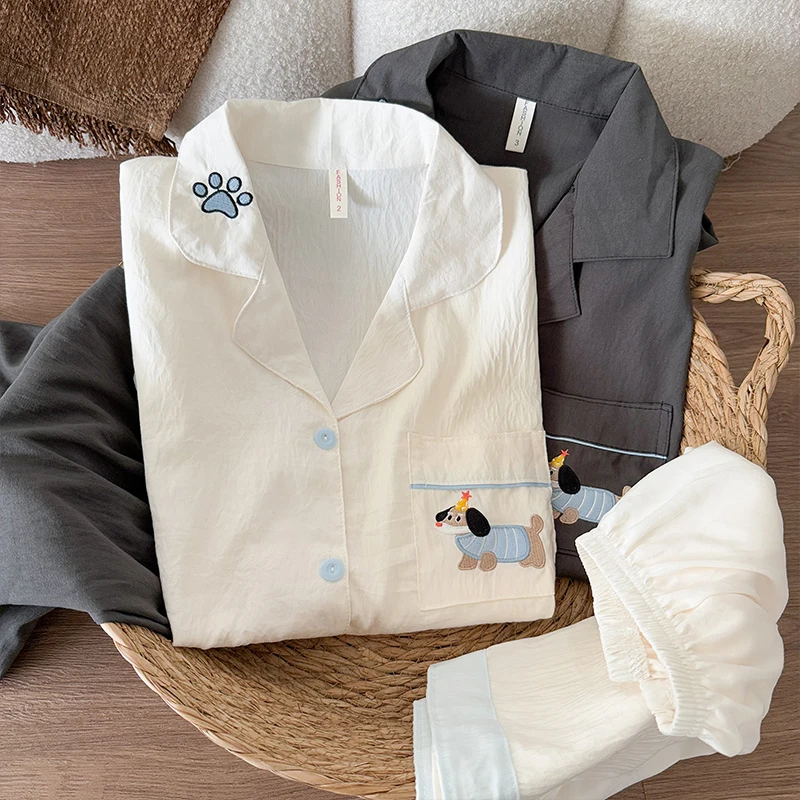 Summer Lightweight Short Sleeve Sleepwear Couple Matching Cloud Cotton Open Cardigan Cute Home Clothes Set for Men And Women ...