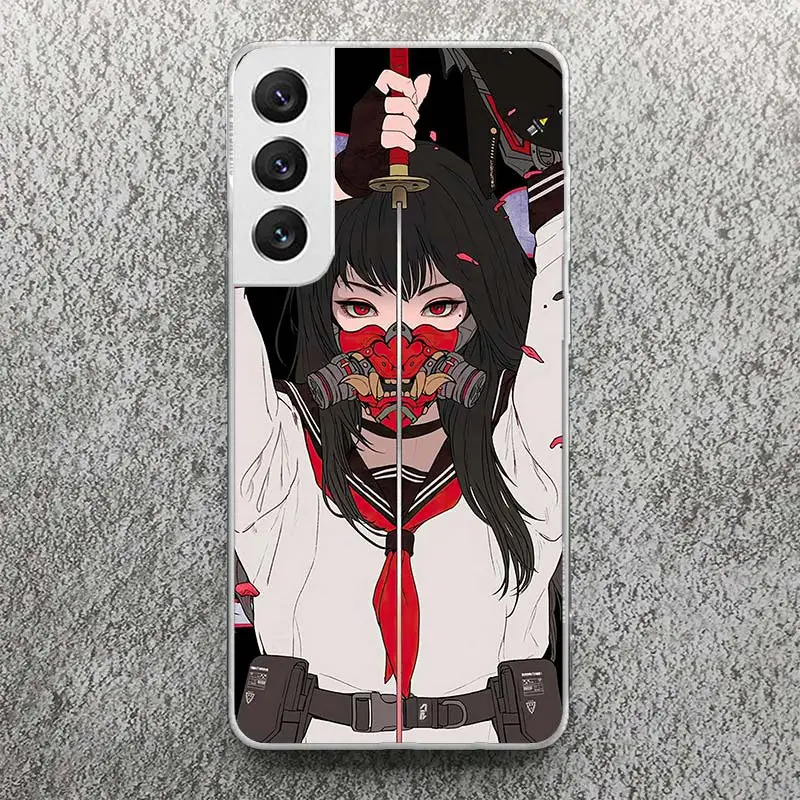 Japanischer Stil Anime Girl Print Soft Case für Samsung Galaxy S25 S24 S23 S22 Ultra S21 Plus S20 FE Handyhülle S10 + Muster Cov