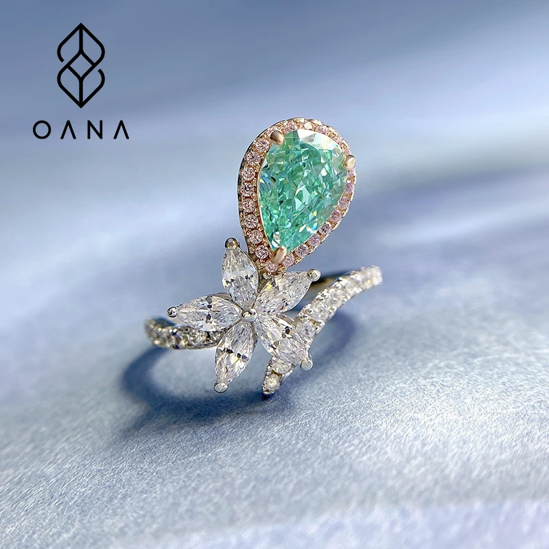 OANA Paraiba Se Women'S Ring 925 Silver Flower Niche Design Fashion All-Match Jewelry Free Shipping