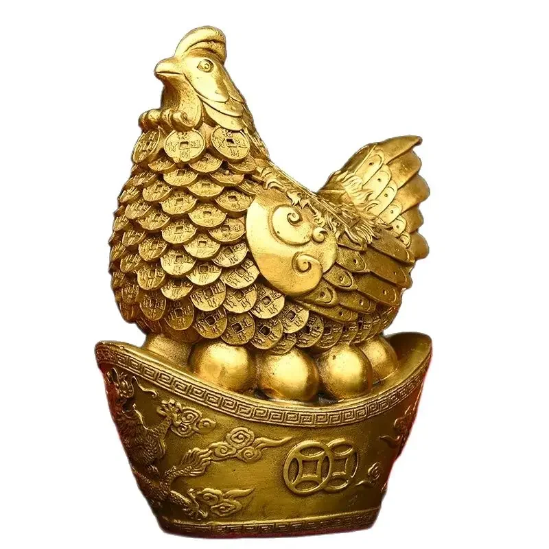 Brass Rooster Pendant Brass Yuan Baoji Lucky and Ruyi Home Decoration Zodiac Golden Rooster Decoration