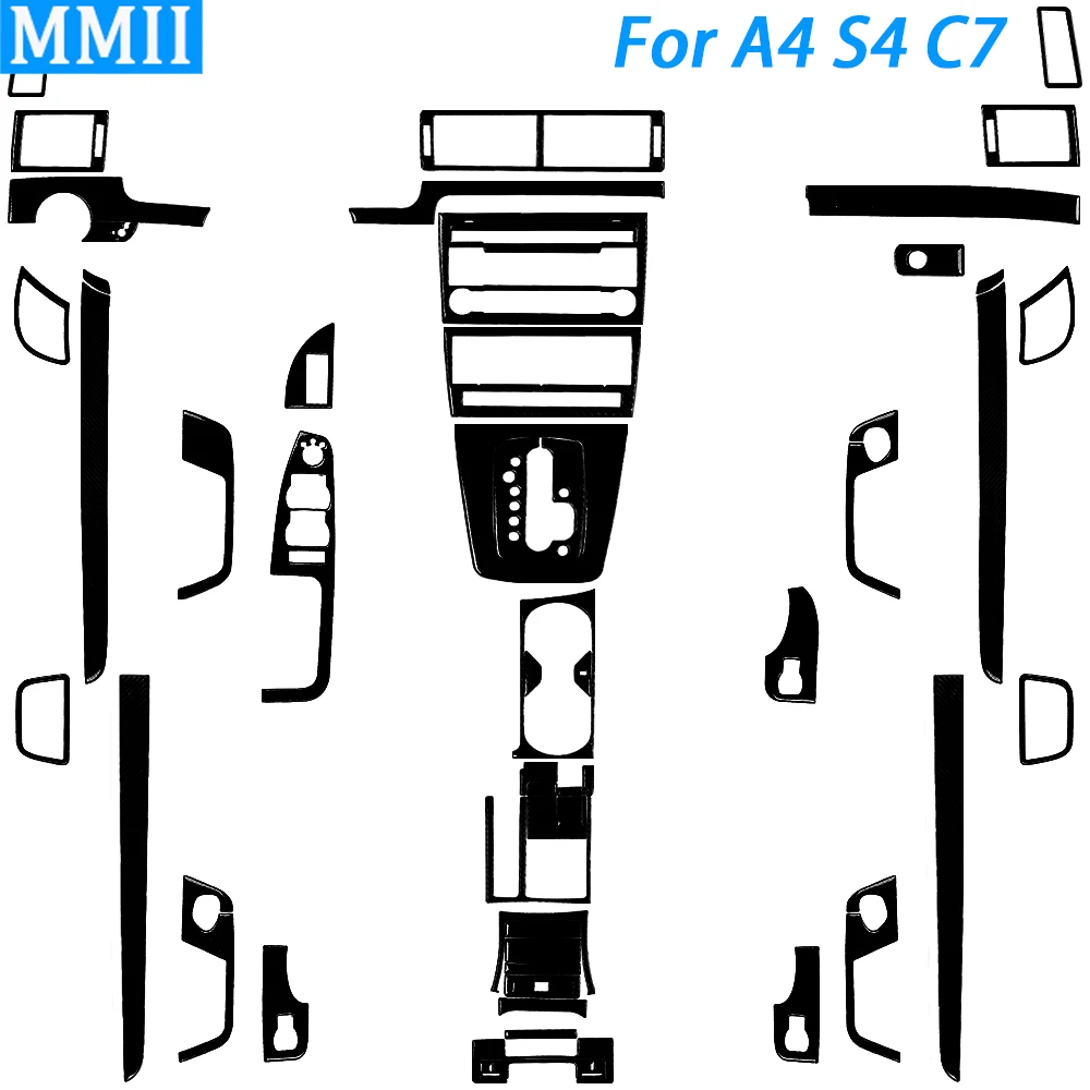 

For Audi A4 S4 B7 2005-2008 Piano Black Gear Shift Air Outlet Cup Holder Window Lift Radio CD Panel Suit Car Interior Sticker