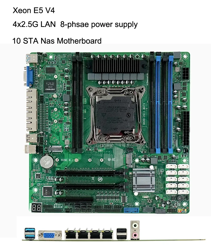 C612 Xeon E5 NAS Scheda Madre 10 SATA 4*2.5G Porta LAN LGA2011 2xM.2 4 Canali 6 * DDR4 DIMM Con Supporto PCIE E5 2680V4 PC FAI DA TE