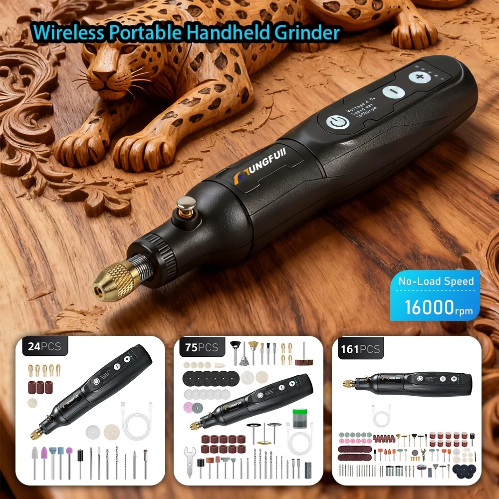 Tungfull Mini Cordless Rotary Tool 5-Speed Electric Drill Power Rotary Tools for Engraving, Sanding, Polishing, Carving, Cutting