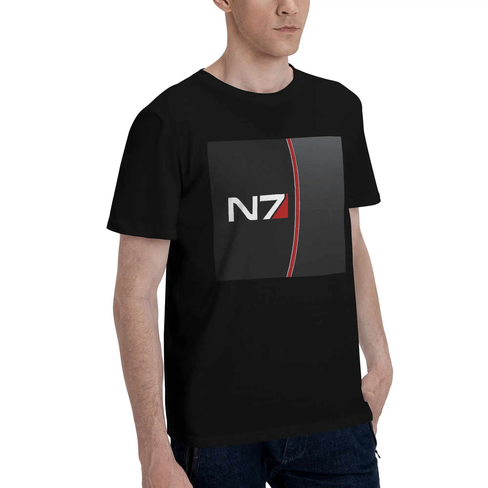 

N7 Mass effect emblem! Men T-Shirt Oversized T Shirts Men's Crew Neck Cotton Tees Short Summer Male