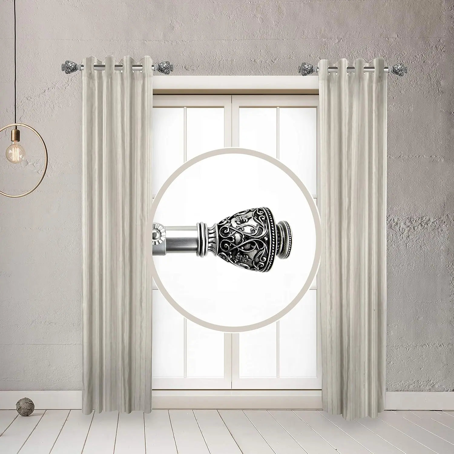 

RUDI 1" Verrou Side Curtain Rod, 12-20 inch (Set of 2), Satin Nickel