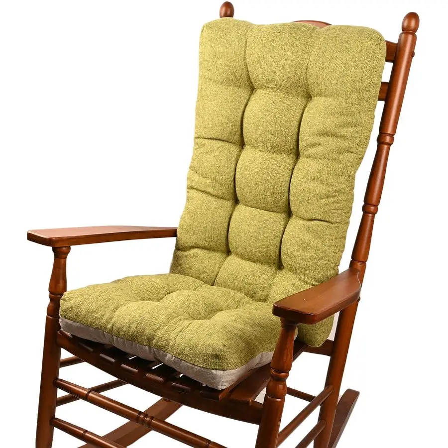 

in Jumbo Rocking Chair Cushions with Ties,NonSlip Durable Linen Pads Thick Padding and Tufted Design for Living Room Rocker Gree
