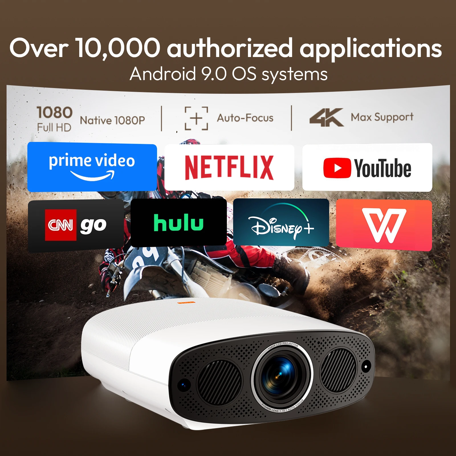 VEVSHAO A22 Full HD 1080P Projector 4K 1000ANSI Android WiFi Auto Focus 10W*2 جهاز عرض المسرح المنزلي لاجتماعات المكتب والفيديو
