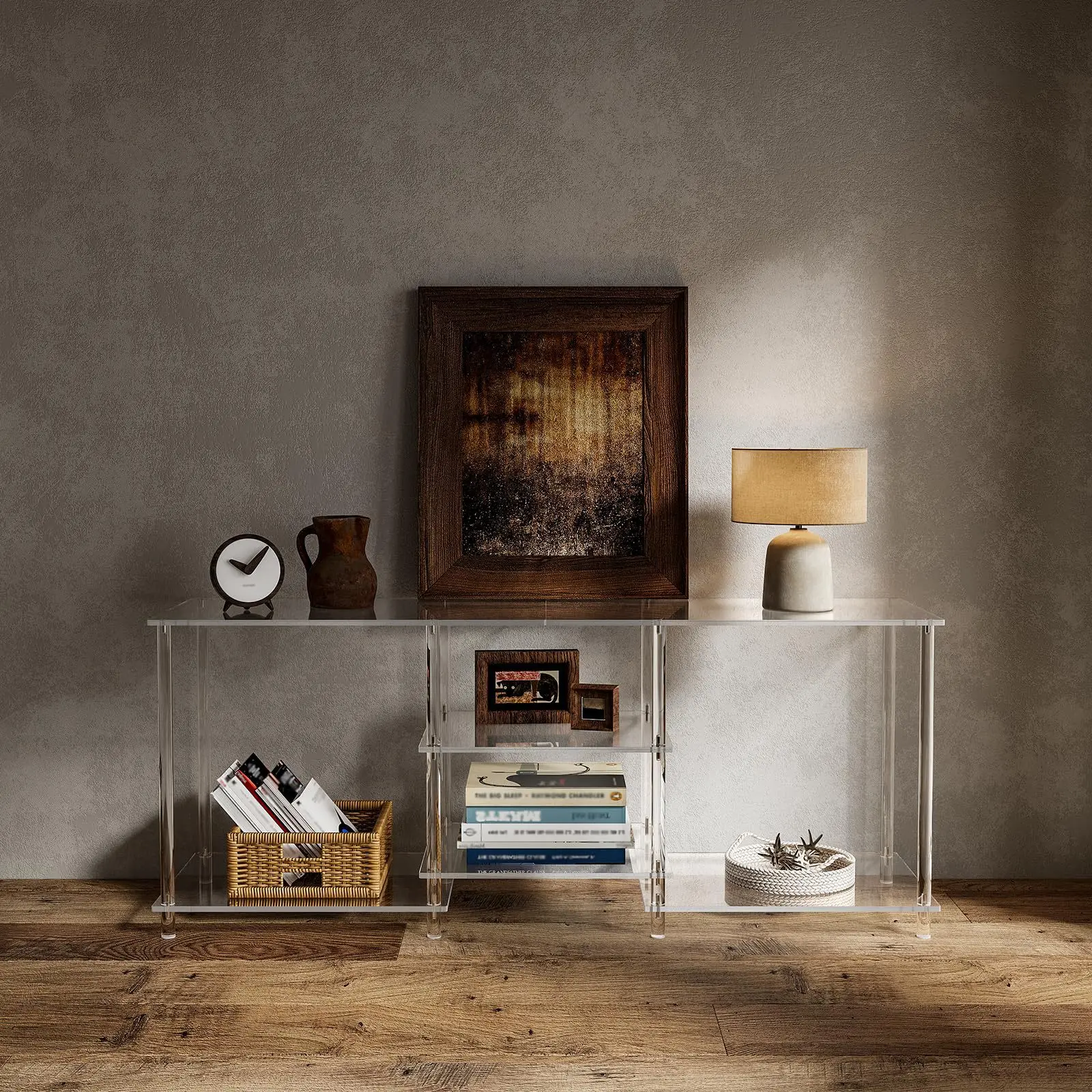 Acrylic TV cabinet modern simple assembly transparent multi-layer shelf acrylic living room coffee table