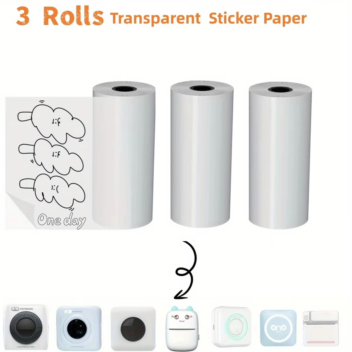 3/6/9 투명 자가 열전사 용지 포켓 프린터용 열전사 용지 미니 휴대용 프린터용 투명 스티커 용지
