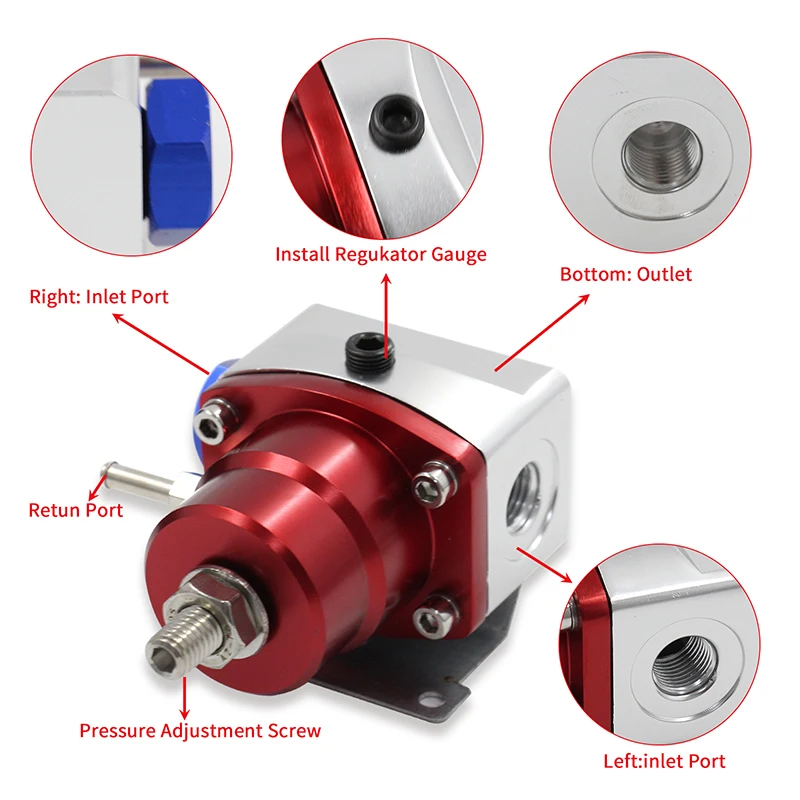 Đa Năng Có Thể Điều Chỉnh Áp Suất Nhiên Liệu Điều Tiết Dầu 160psi 100psi Đo AN6 AN 6 Áp Suất Nhiên Liệu Điều Chỉnh Bộ Lắp Cấp Nhiều Màu Sắc