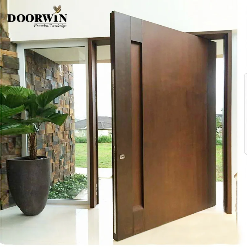 Puerta de entrada de madera maciza contemporánea personalizada, puertas de entrada principal, puertas delanteras de madera para casas, exterior principal moderno