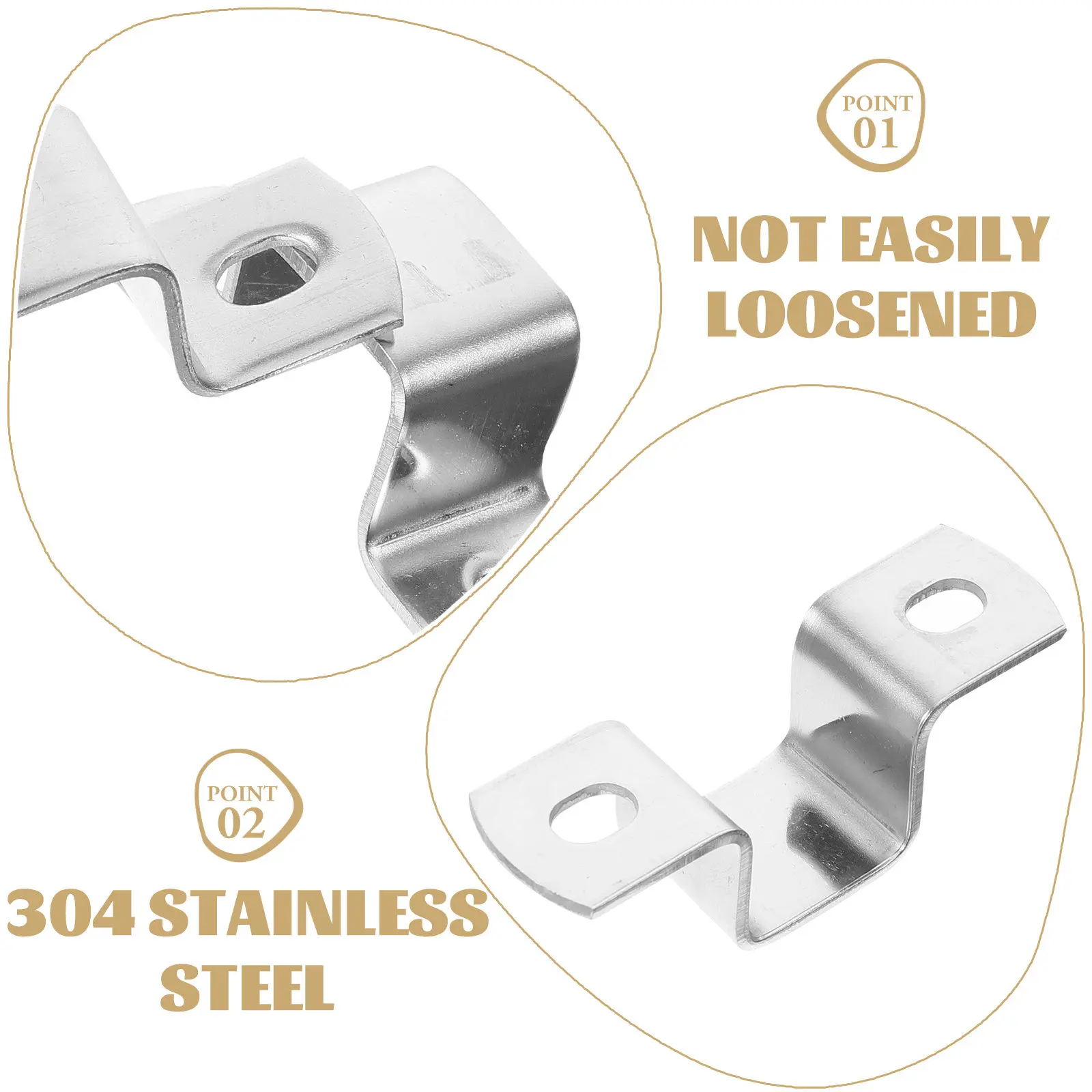 6Pcs U Shaped Bracket Clamp Stainless Steel Tube Clamps Square Pipe Brackets for Water Supply Fire Fighting Heating Systems