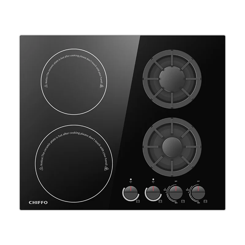4 Burner Tempered Glass Gas Electric Cooker Built-In Commercial Hotel Use Fast Heating Energy Efficiency Grade 1 24 Cooktop