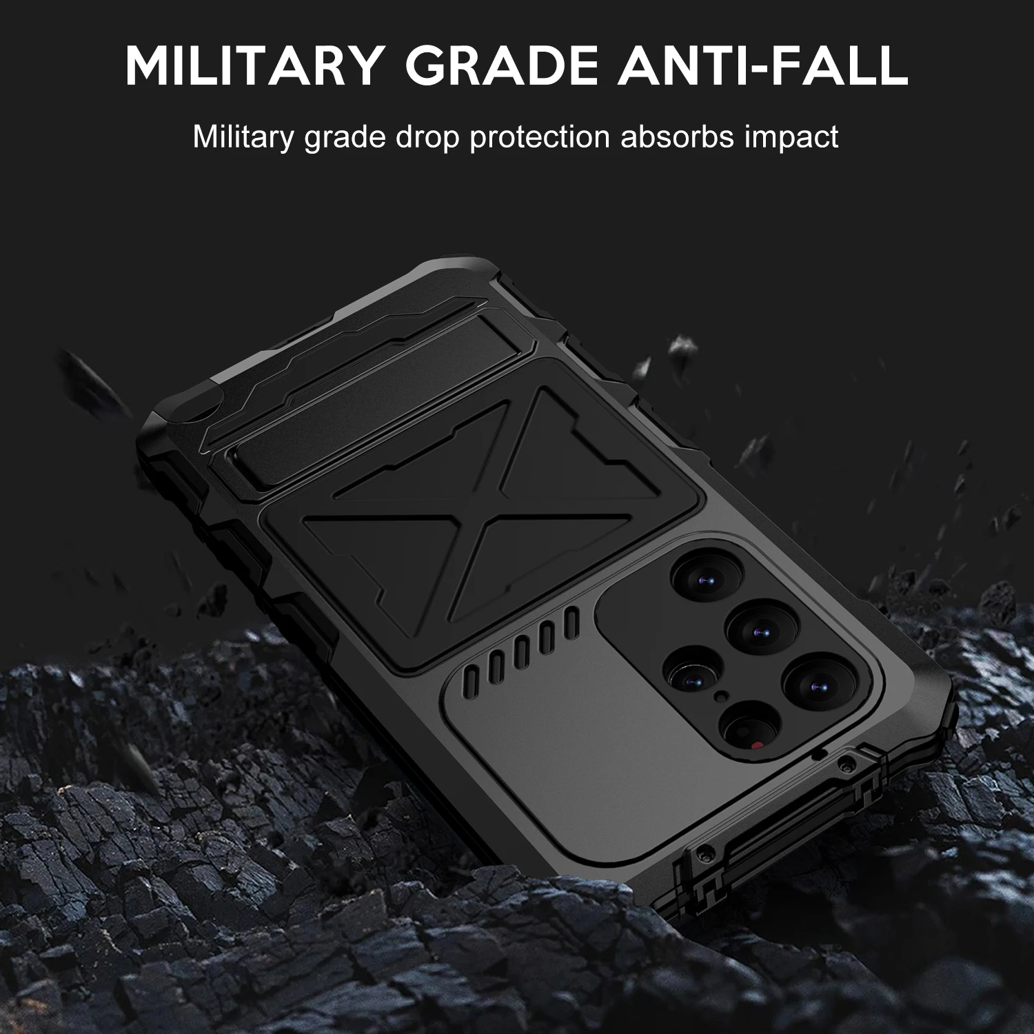 360 Full Protection Heavy Duty Metal Armor Case For Samsung Galaxy S23 Ultra 5G Shockproof Case Stand With Glass Film Cover Capa