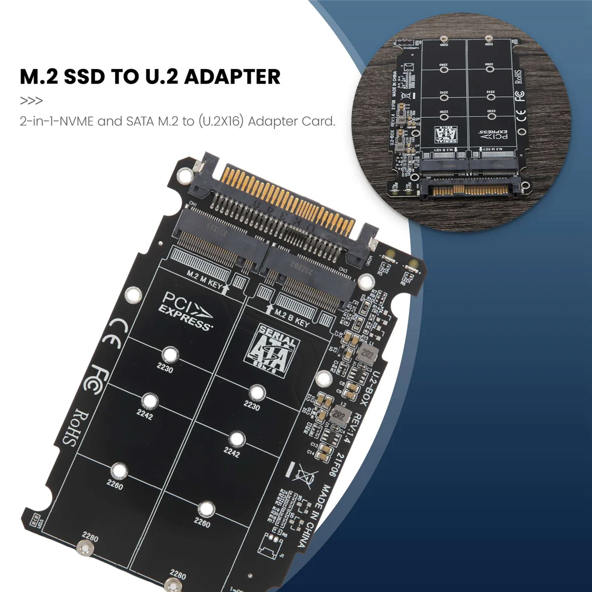 AB53 2 in 1 M.2 NVMe SATA U2PCB M.2 NVME SSD Key M Key B SSD to U.2 SFF-8639 Adapter PCIe M2 Converter Desktop Computer Parts