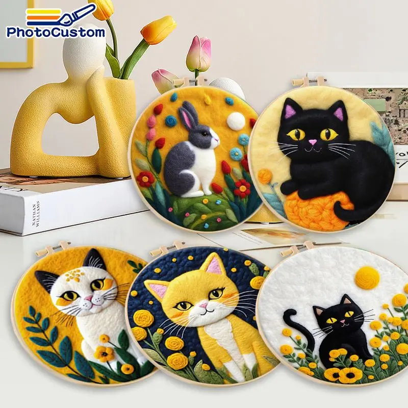 

Набор для творчества: войлочная живопись «Серый кролик» (фотопечать), настенное искусство, рукоделие для взрослых, вышивка, персонализированный подарок