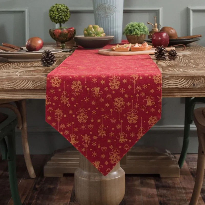 Classic Christmas Red/green Table Runner Linen Material Table Flag Fashion Christmas Holiday Decoration Coffee Table Accessories