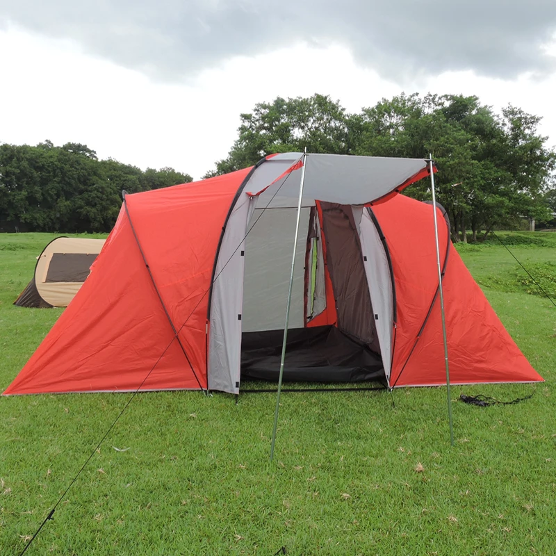 Big tent outdoor camping two rooms one living room family thick rain and wind tent.