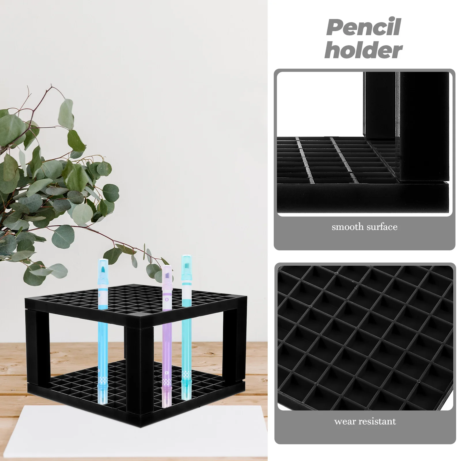 

Plastic Pen Holder Rack for Paint Brushes Pencils Markers Art Supplies Desk Organizer Storage Container Students Artists Tools