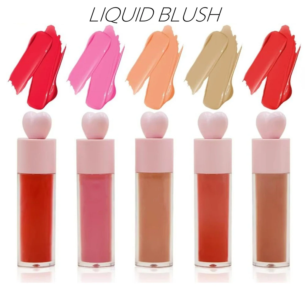 

6ml Liquid Blush Heart-shaped Bottle Custom Logo Long-lasting Moisturizing Rouge Private Label Makeup Cruelty Free Wholesale